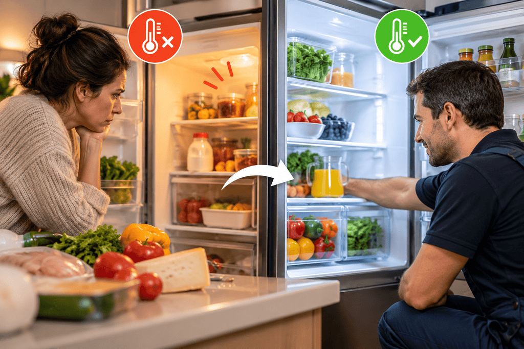 mi refrigerador no enfría, técnico reparando 